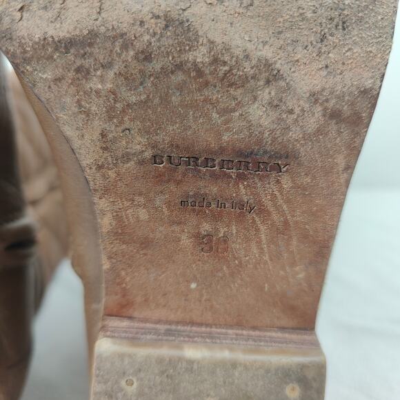 Burberry‎ Quilted Leather Riding Boots Womens 38 8 Tan Brown Preppy Western - Picture 9 of 10